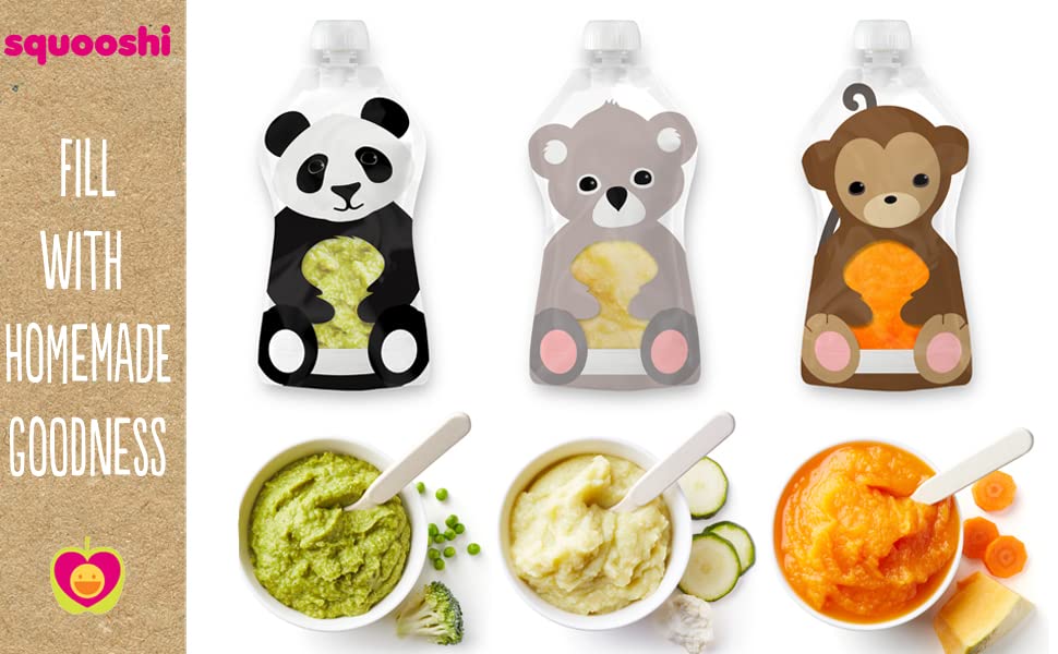 Squooshi Reusable Food Pouch Baby Food Storage Packs