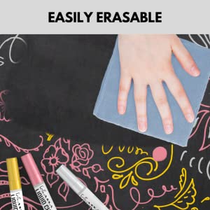 Kassa white chalk markers are water based markers & erase easily with a damp cloth or paper towel. 