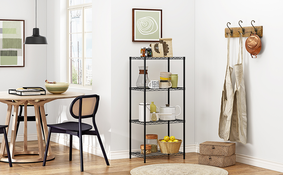 4 tier wire shelving in black