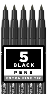 Black Paint pens for Rock Painting, Stone, Ceramic, Glass, Wood. Set of 5 Acrylic Paint Markers 