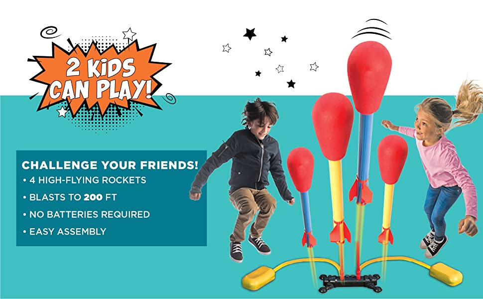 stomprocket blast off shoots to 100 feet year round active play outdoor indoor STEM fun kid powered