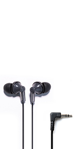 black corded/wired earbuds with 3.5mm audio jack