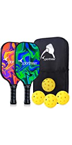 Sportneer Pickleball Paddles, Pickleball Paddles Set with Fiber Surface