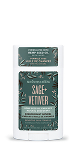 Schmidt's Natural Deodorant Stick Sage + Vetiver for sensitive skin offers odour protection.