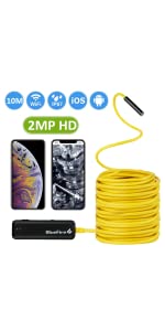 BlueFire 2MP HD Semi-Rigid Flexible Wireless Endoscope(33FT)