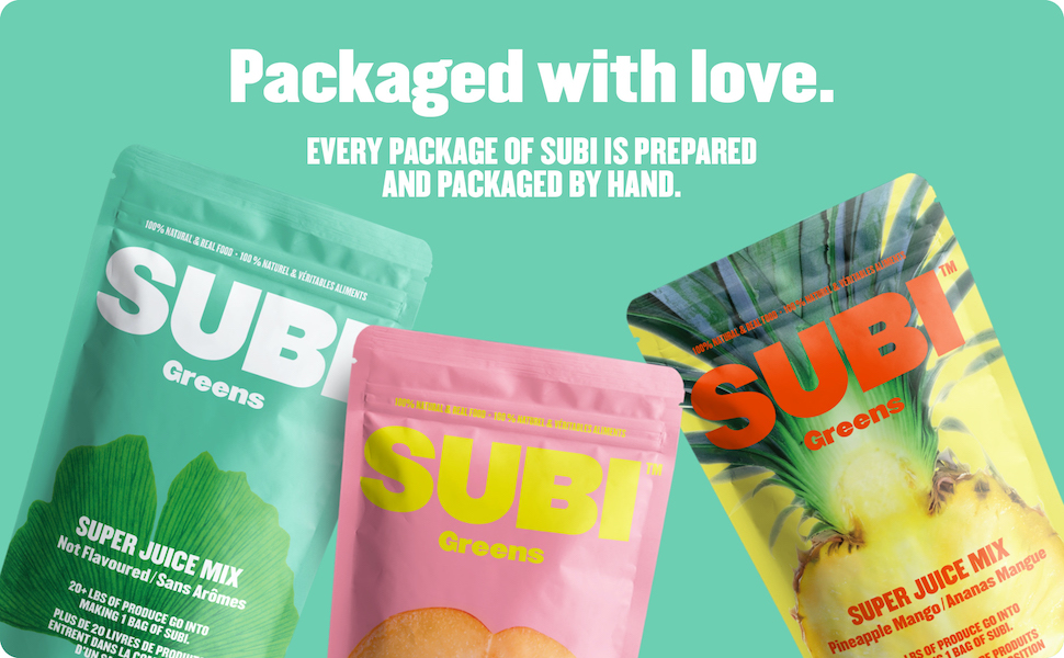 Packaged with love. Every package of SUBI is prepared and packaged by hand.