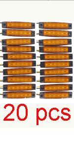 20x 3.8" Amber 6 Led Marker Clearance light Side Marker Indicator Lights Lamp Front Rear Tail