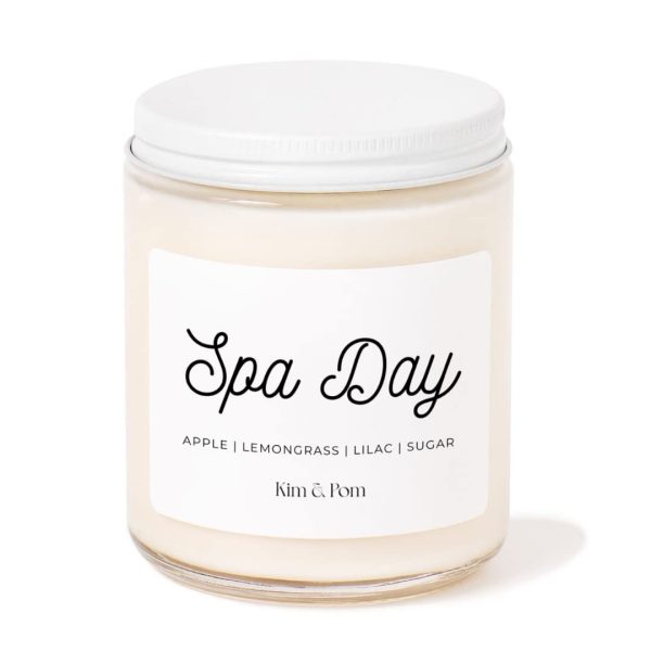 Kim and Pom Spa Day Scented Candle for Stress Relief - 100% Soy Wax, 8 oz in Glass Jar | Mother's Day Gift Ideas for her, Holiday Gift for Women - Image 4