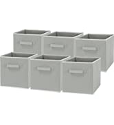 SimpleHouseware Storage Bin Cube Foldable Organizer, Grey - Pack of 6