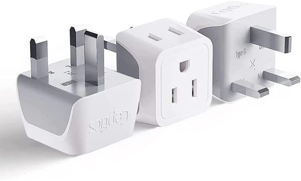 Canada to UK, England Travel Adapter (Type G) - Dual Input - Ultra Compact - Charge your Cell Phone, Laptops, Tablets (CT-7, 3 Pack)