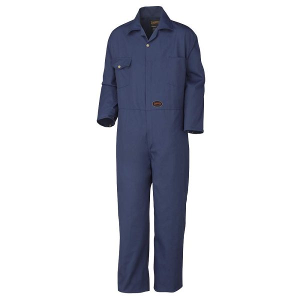 Pioneer 7-Pocket Heavy-Duty Work Coverall With Adjustable Wrist, Action Back and Elastic Waist , Navy Blue, 36, V2020380-36