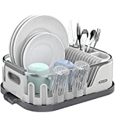 MR.SIGA Dish Drying Rack for Kitchen Counter, Compact Dish Drainer with Drainboard, Utensil Holde...