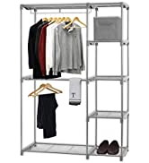 SimpleHouseware Freestanding Clothes Garment Organizer Closet, Silver