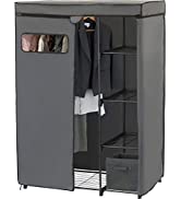 SimpleHouseware Portable Closet Wardrobe Clothes Organizer Storage with Cover, Dark Grey