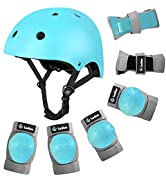 Ledivo Kids Bike Helmet, Youth Toddler Helmets Adjustable for 3-8 Years Boys Girls, Knee Pads Elb...