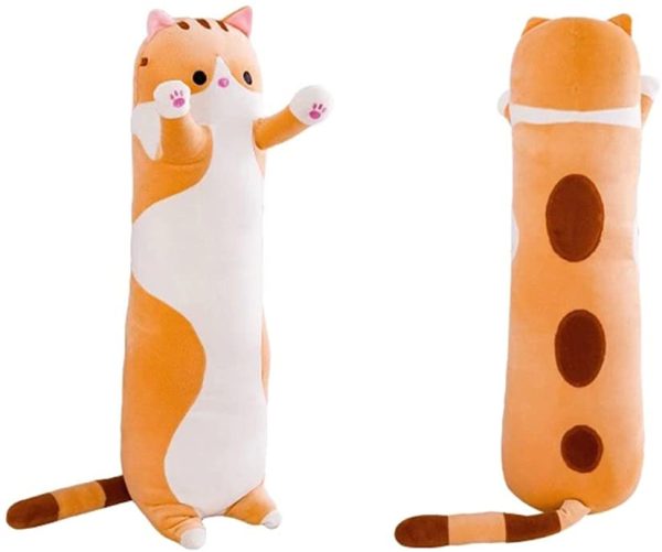 Cartoon Cat Plush Pillow, Cute Cartoon Cat Shaped Doll Toy Plush Toy Sleeping Long Throw Pillow Decorative (19.68in/500mm, Brown) - Image 5