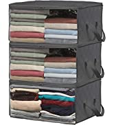 SimpleHouseware Storage Bags Closet Organizer, Dark Grey, (Set of 3)