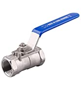 DERNORD Stainless Steel Ball Valve 1PC Type 0.5" NPT Standard Port for Water, Oil, and Gas (1/2 I...