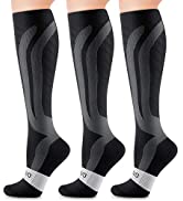 Cambivo 3 Pairs Compression Socks for Women and Men(20-30 mmHg), fit for Swelling, Nurses, Runnin...