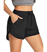 ALONG FIT Running Shorts Women for Workout Gym Shorts with Pockets Athletic Shorts High Waist