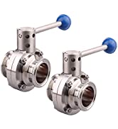 DERNORD 2 Pack 1.5 Inch Tri Clamp Sanitary Butterfly Valve with Pull Handle Stainless Steel 304 T...