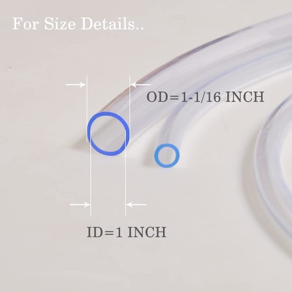 Lightweight Grade PVC Vinyl Tubing, 1" ID x 1-1/16" OD Plastic Flexible Hybrid Clear PVC Tubing Hose BPA Free Line, 3.3FT - Image 5