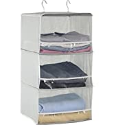 SimpleHouseware 3 Shelves Hanging Closet Organizer with Front Stopper, Grey