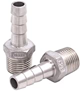 DERNORD Stainless Steel 1/2" Hose Barb x 1/2" NPT Male - Home Brew Pipe Fitting Pack of 2