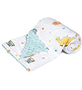 DaysU Minky Baby Blanket, Super Soft Baby Receiving Blanket with Dotted Backing, Printed Animal B...
