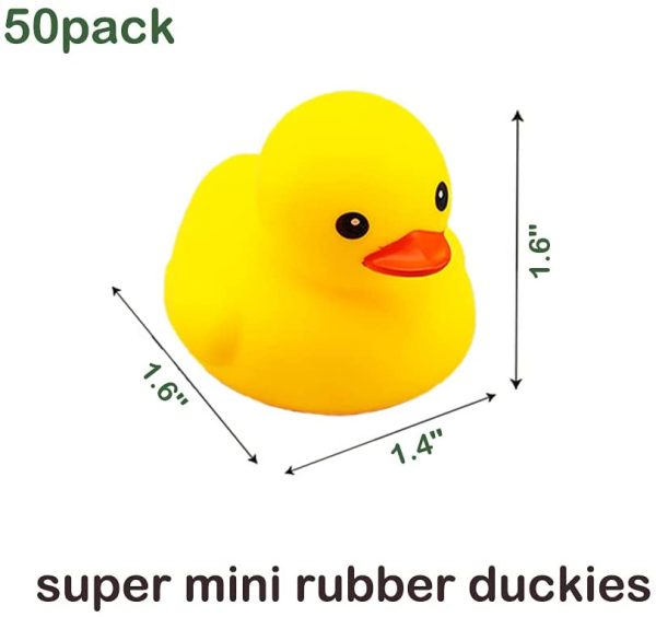 50 PCS Mini Rubber Duck Bath Duck Toys for Toddlers Boys Girls,Squeak and Float Yellow Ducks in Bulk Jeep Ducks Baby Shower Duck Decorations Party Favors (1.6''-50pcs Ducks) - Image 2