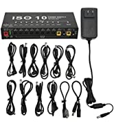 Guitar Pedal Power Supply 10 Isolated DC Output for 9V/12V/18V Guitar Bass Effect Pedals Multi Ef...