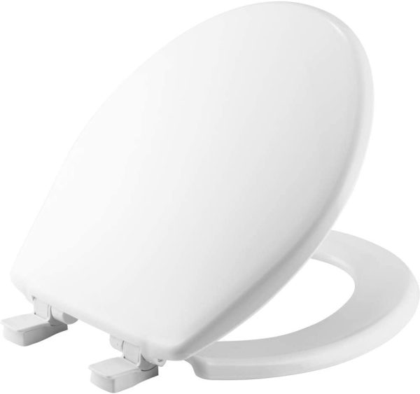 BEMIS 730SLEC 000 Toilet Seat Will Slow Close and Removes Easy for Cleaning, Round, Plastic, White