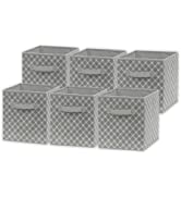 SimpleHouseware Storage Bin Foldable Fabric Cube Organizer, Geometric Grey - Pack of 6