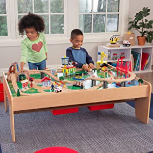 train table, train set, train table set, wooden train set, kidkraft train table, kids train table