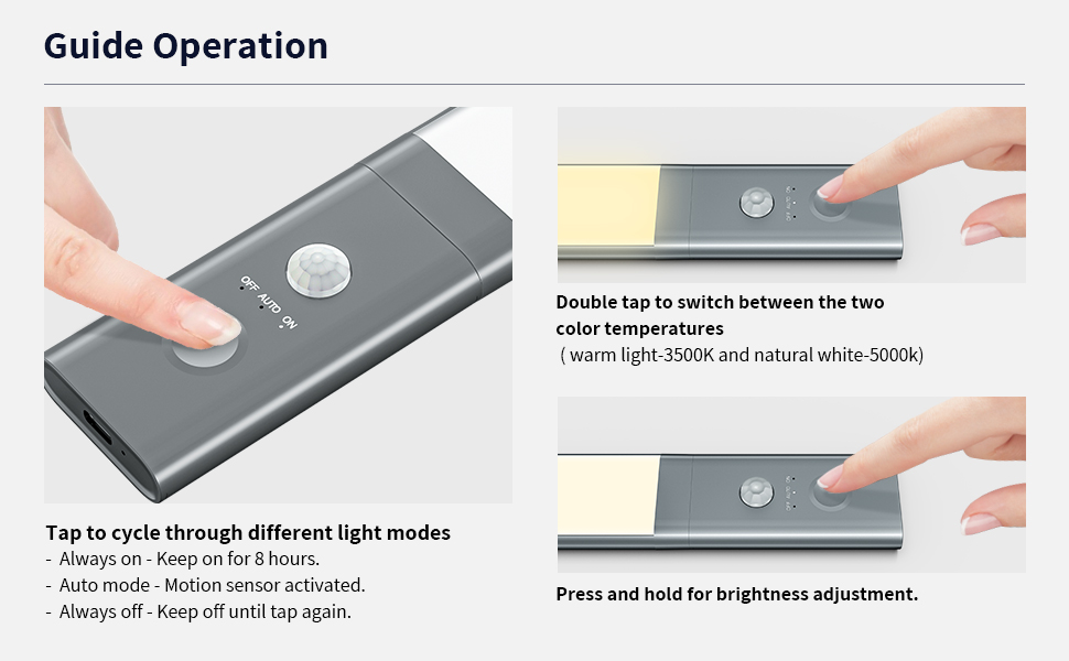 led motion sensor light indoor touch control magnetic motion activated lights cordless