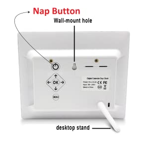 one step nap button, wall mounting holes