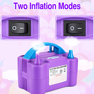  Portable Purple Two Nozzle High Power Air Blower Electric Balloon Inflator Pump for Party