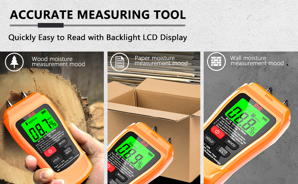 Wood Digital Moisture Meter Firewood Moisture Detector Tester, Pin-Type Water Leak Detector