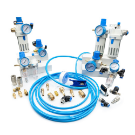 H.A.K. PNEUMATIC air compressor regulator filter, electric brass solenoid valves blue line air hoses