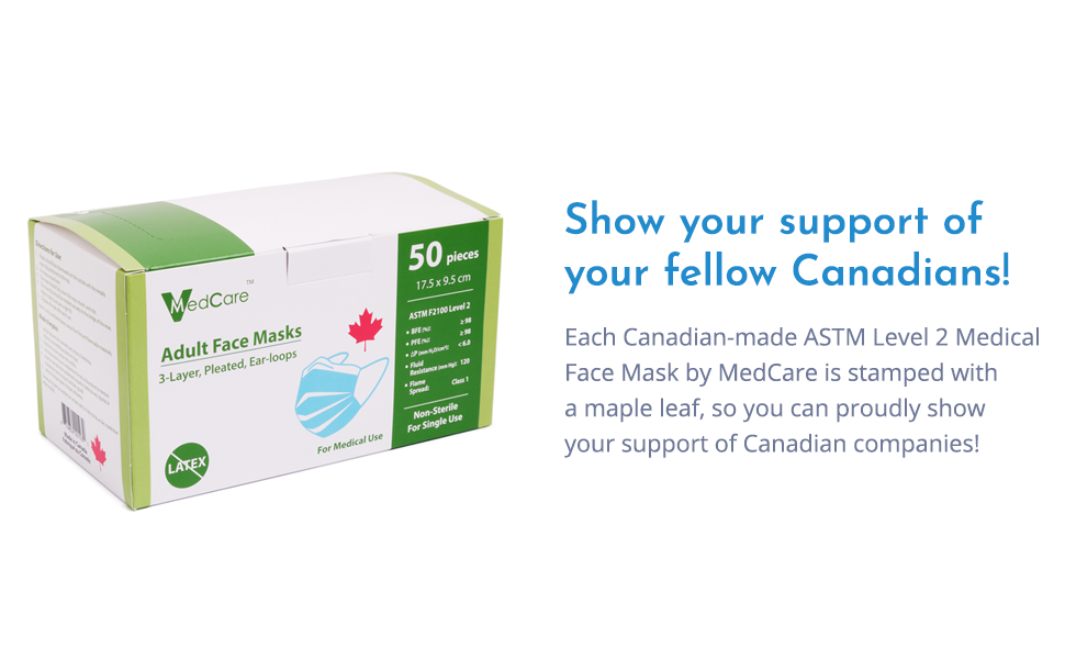 made in Canada disposable medical masks pack of 50