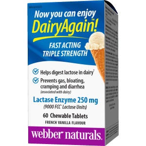 webber naturals dairy again lactase enzyme chewable