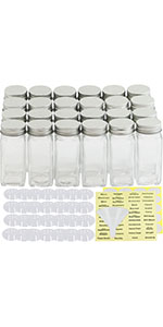 24-Pack 4 Ounce Square Spice Bottles w/ labels