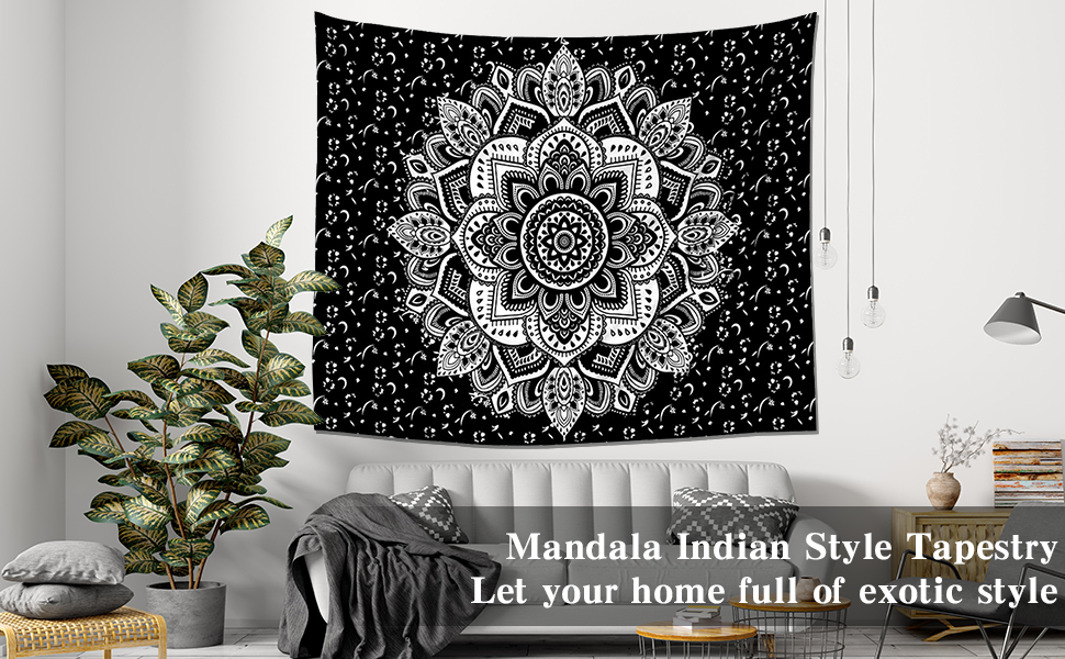 Tapestry Wall Hanging Mandala Flowers