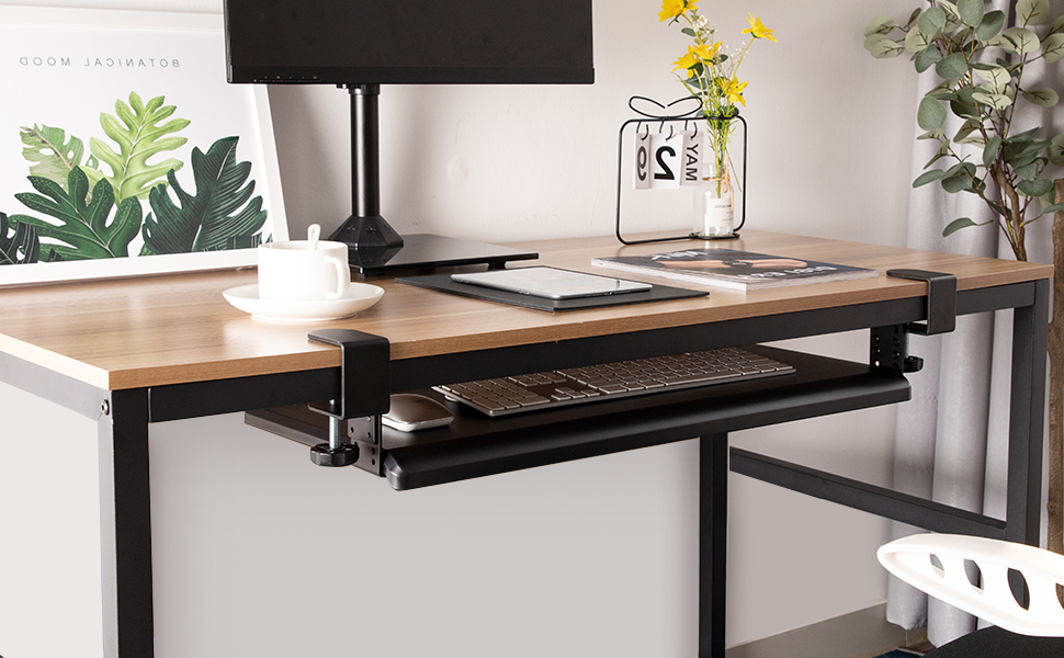 Keyboard Tray Under Desk with C Clamp