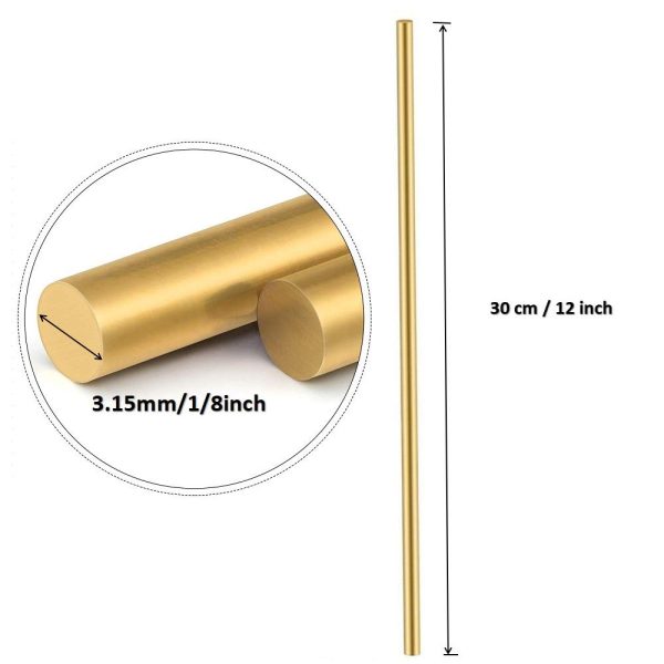 1/8 inch Solid Brass Rods Lathe Bar Stock Kit Brass Round Stock 3.15mm/1/8 inch in Diameter 12 Inches in Length,H59,8PCS - Image 2