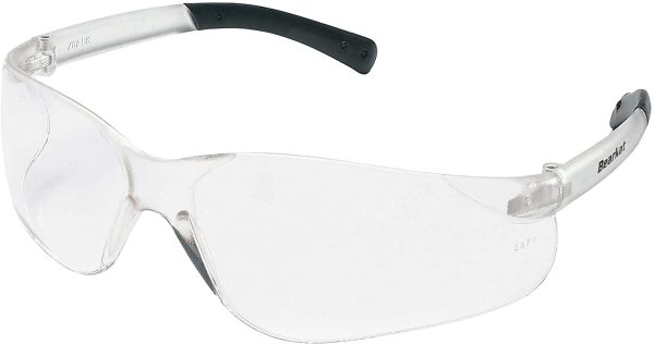 MCR Safety BK110 BearKat Polycarbonate Clear Lens Safety Glasses with Non-Slip Hybrid Black Temple Sleeve