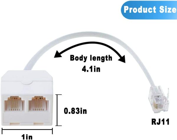 Telephone Splitter, 3-Pack  RJ11 Male to Female Two Way Phone Line Splitter Converter Cable - Image 5