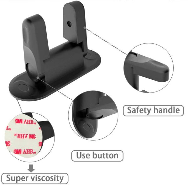 Jolik Door Lever Lock (2 Pack) Child Proof Doors & Handles 3M VHB Adhesive - Child Safety(Black)