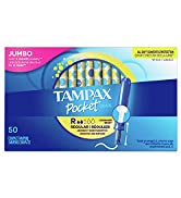 Tampax Pocket Pearl Compact Tampons, Regular Absorbency with BPA-Free Plastic Applicator and Leak...