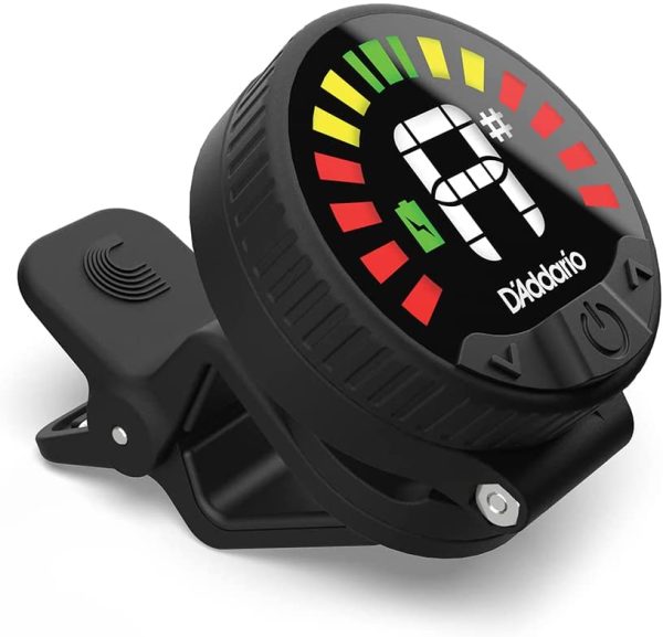 D'Addario Nexus 360 Rechargeable Guitar Tuner - Clip On Guitar Tuner - Acoustic Guitar Tuner - Electric Guitar Tuner - 24 Hours of Tuning Time per Charge - Rotates 360-degrees